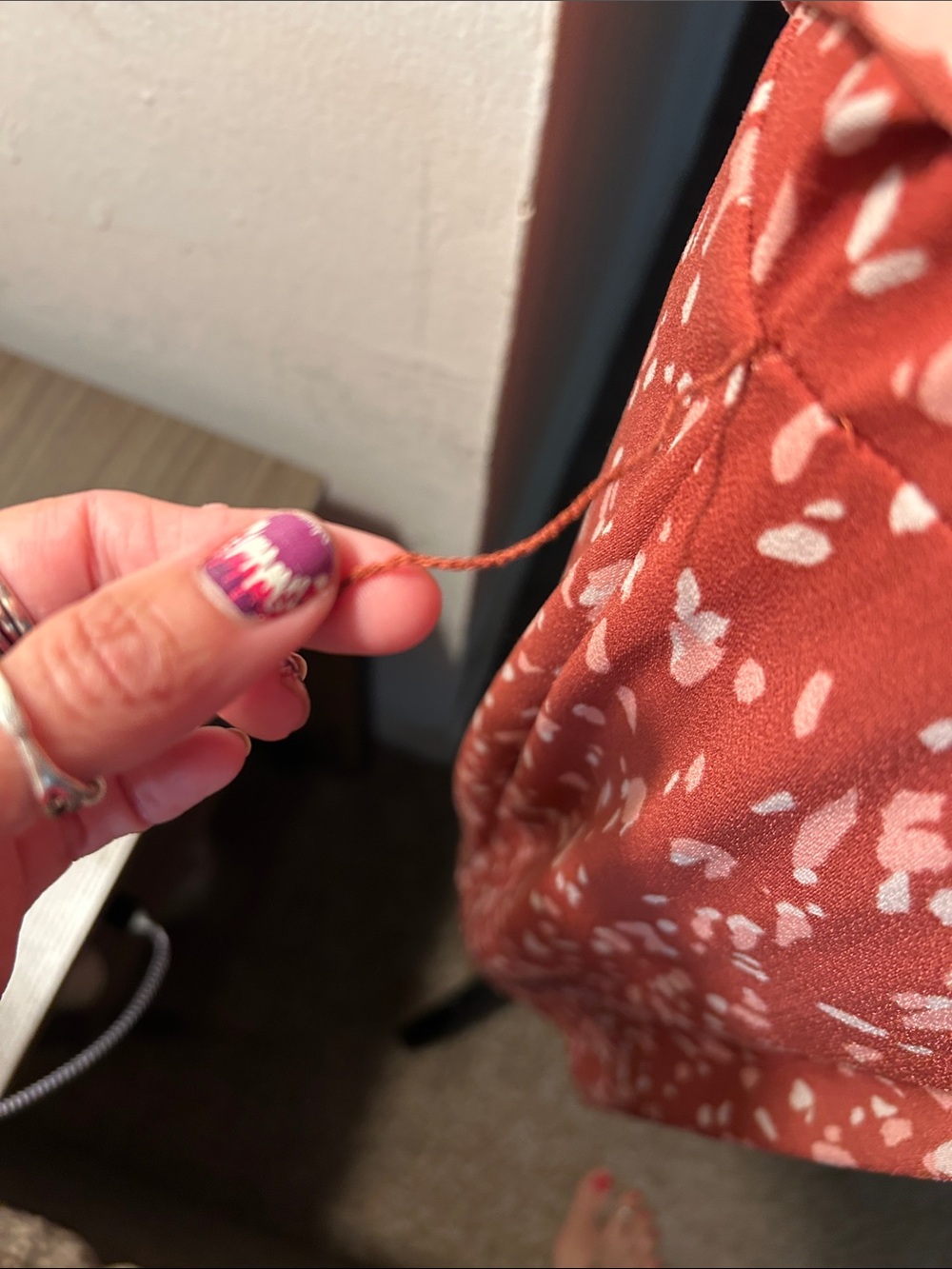 Nine West Rust-Pink Spotted Midi Dress - Picture 3 of 3